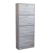 Scarpiera Salvaspazio 4 Ante a Ribalta 60x24x150h cm Legno Rovere Grigio - Mobile Ingresso LOLA