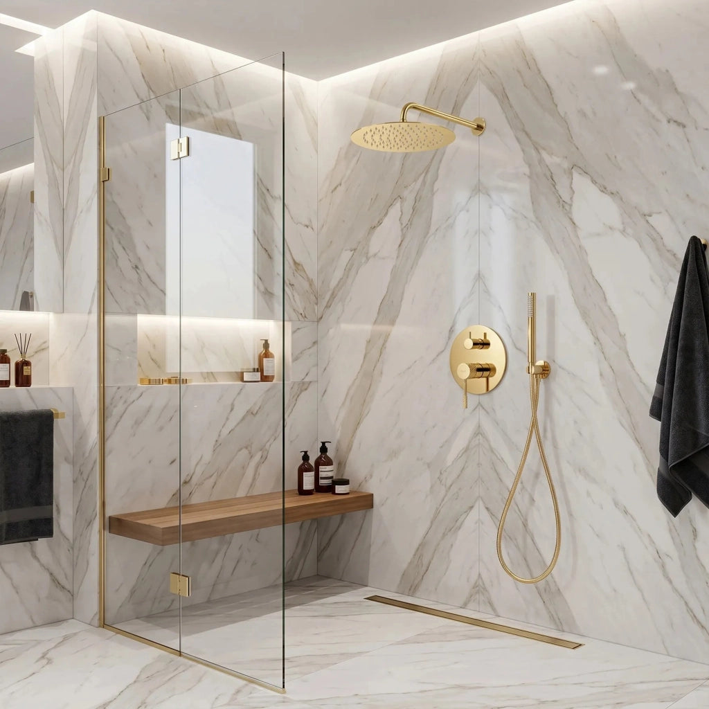 Set Doccia Da Incasso Rea Venti Gold + Box