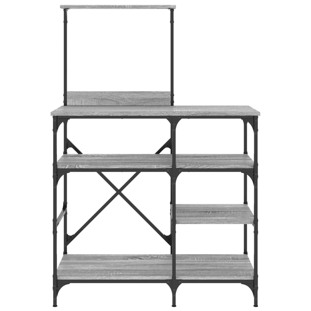 Mobile Cucina Grigio Sonoma 90x40x132 cm Multistrato e Metallo 845419