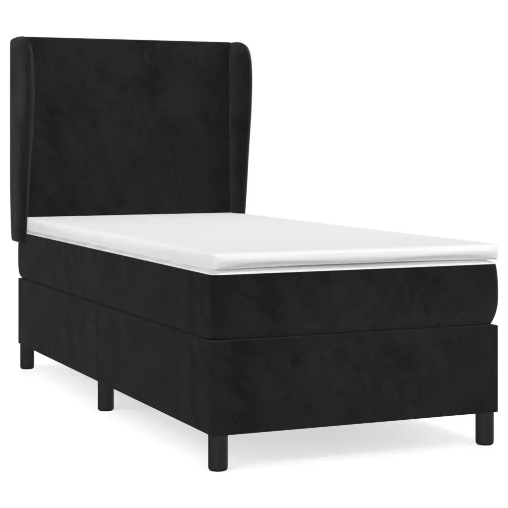 Giroletto a Molle con Materasso Nero 90x190 cm in Velluto 3129065