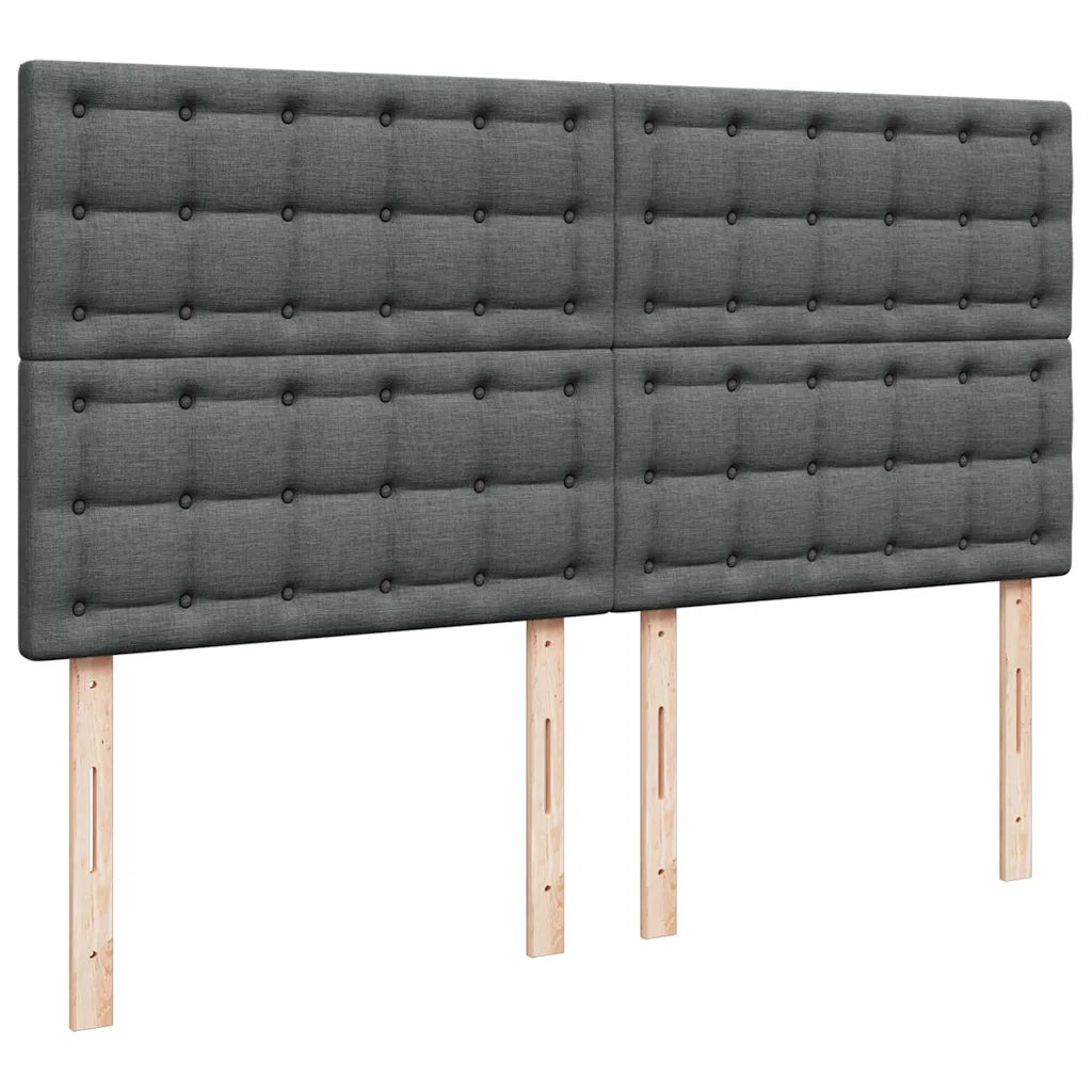 Giroletto a Molle con Materasso Grigio Scuro 200x200 cm Tessuto