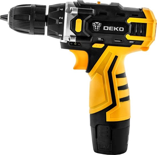 Kit di combinazione per trapano senza manico - 12V - 28 N.m - Strumenti per lavorazione del legno - Nero e Giallo