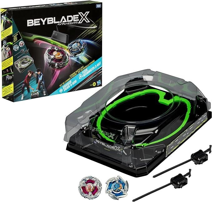 Beyblade X Arena Grande , Xtreme Battle set,Dagger Dran4-60R, Tusk Mammoth 3-60T,due beyblade con beystadium,Hasbro,Eta8