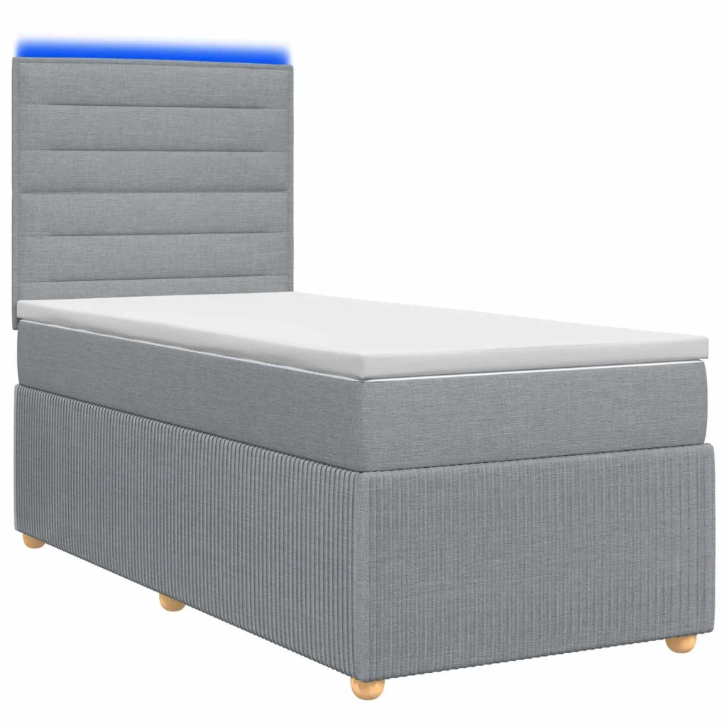 Letto Box Spring LED con Materasso Grigio Chiaro 90 x 190 cm 3456149