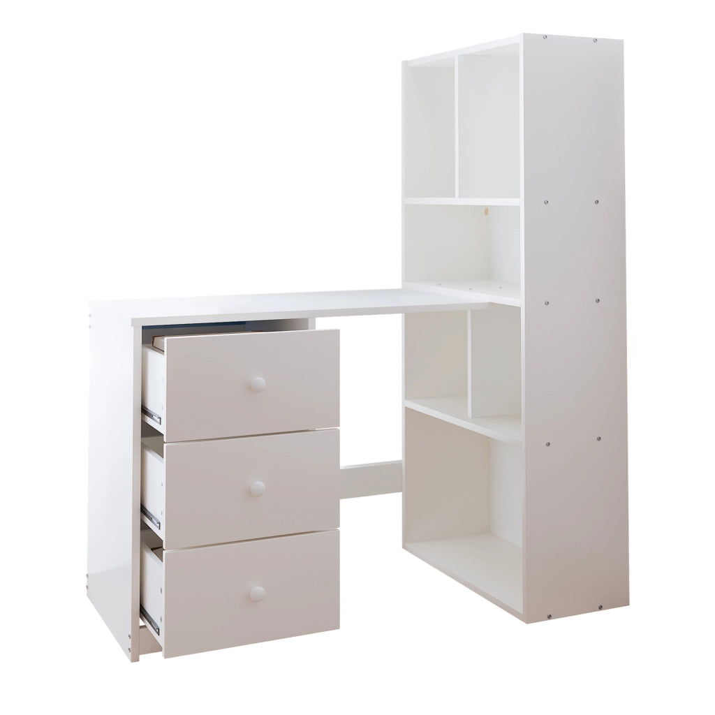 Scrivania angolare con libreria 117 x 63 x 135 cm; bianca; in legno