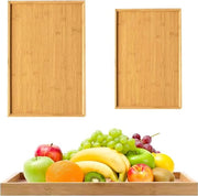 Set di tavola in legno naturale da 2 - lavello per colazione cena per piatti snack dessert - 28 x 21 cm + 22 x 13 cm