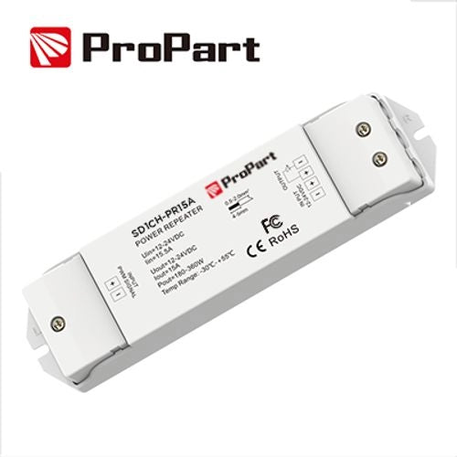Amplificatore LED (Repeater), 1 Canale, 12–24V DC, 15A