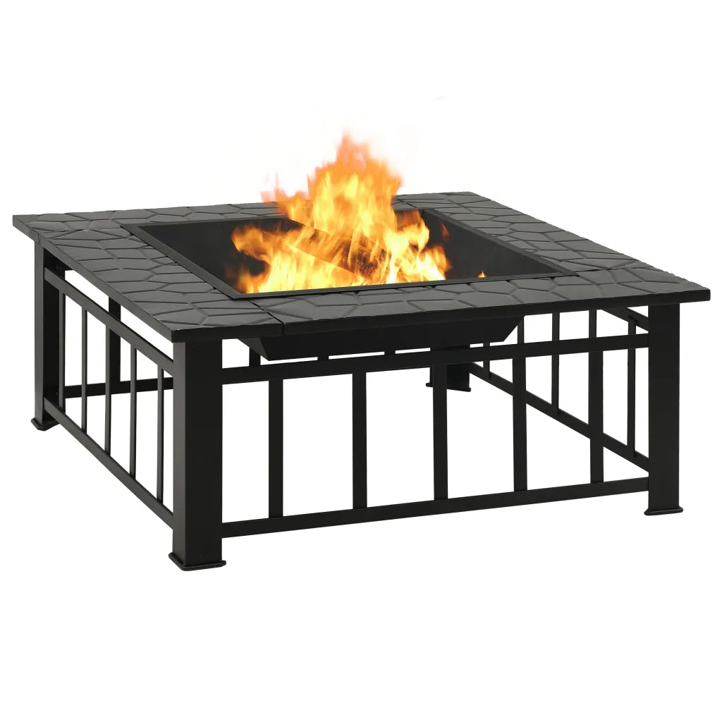 Braciere da Giardino con Attizzatoio 81x81x47 cm XXL in Acciaio 311888
