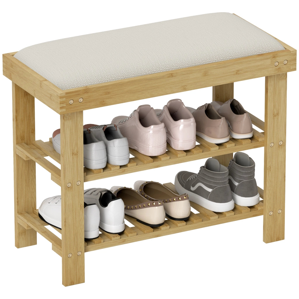 Scarpiera in Bamb¨´ con Cuscino ¨C zephmum ¨C Crema 60x29x49 cm