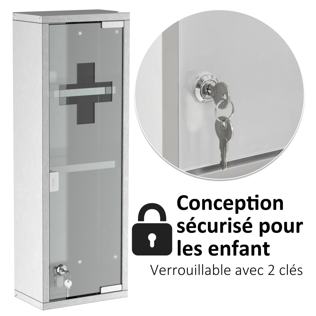 Armadio Farmacia ¨C zephmum ¨C Bianco Acciaio Inox 20x12x58 cm