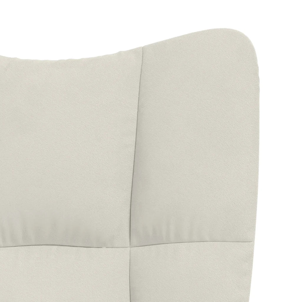 Poltrona Relax con Poggiapiedi Bianco Crema in Velluto 328093