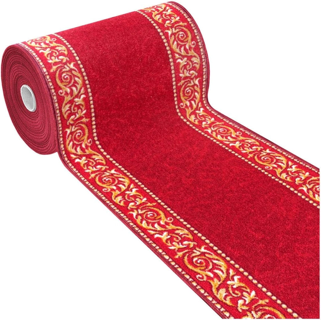 Passatoia Scala Bordata 67x100 cm Ingresso Corridoio Tappeto Cucina Gradini Stile Barocco Bordeaux