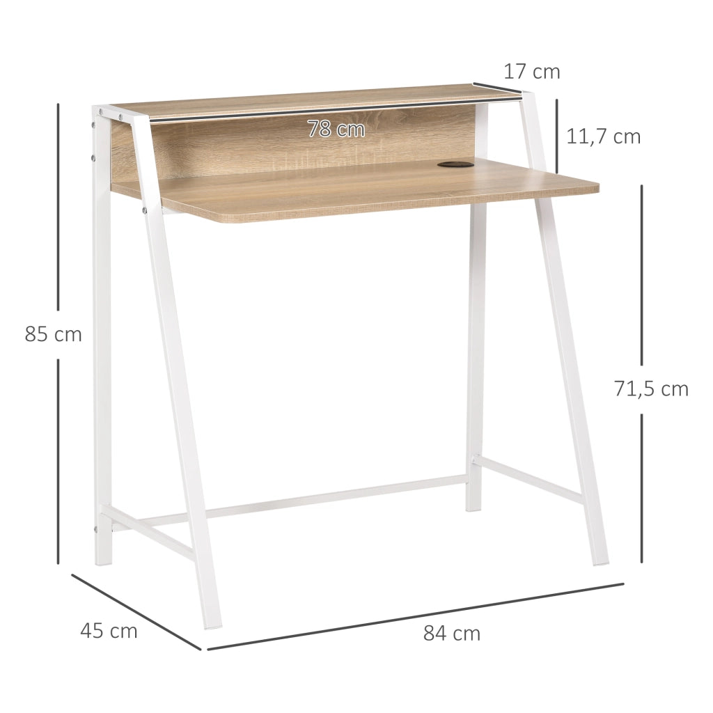 Scrivania per Computer ¨C Minimal ¨C Legno Rovere Bianco 84x45x85 cm