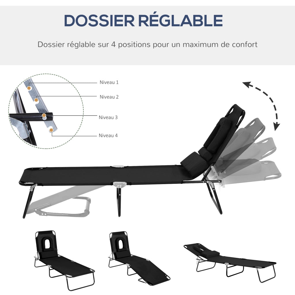 Chaise Longue Pieghevole per Giardino ¨C Minimal ¨C Nero