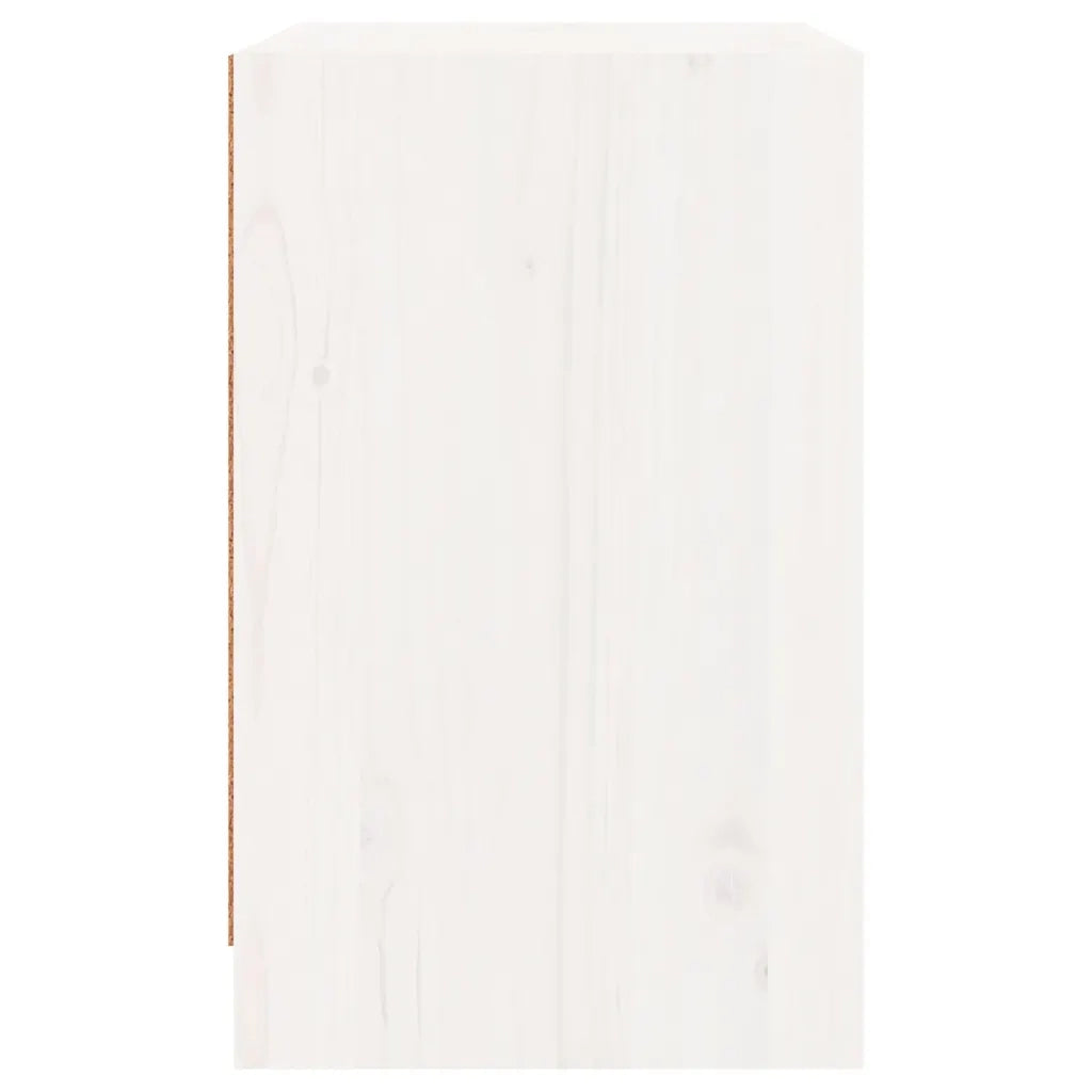 Set di 2 Comodini | Armadio da Notte | Mobiletto da notte Bianchi 40x31x50 cm in Legno Massello di Pino
