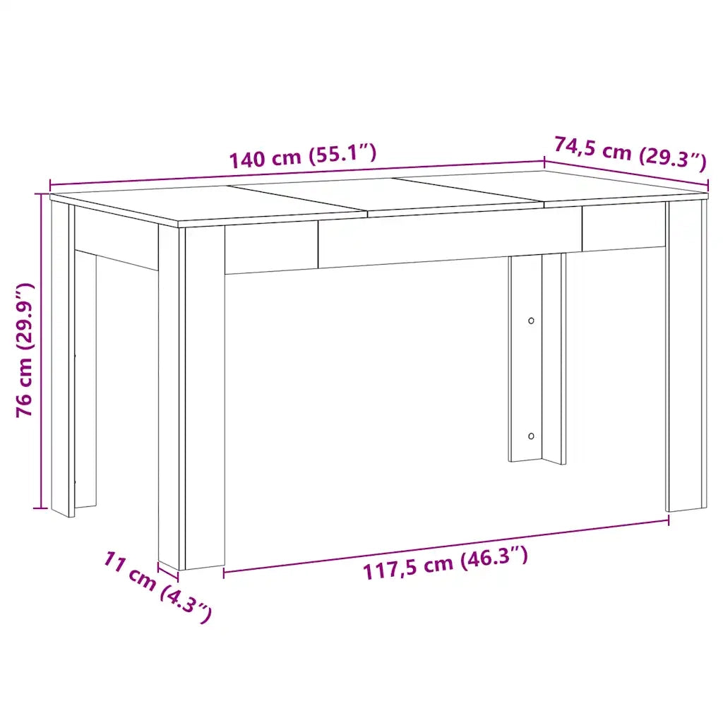 Tavolo Pranzo | Tavolo da cucina Artigianale 140x74,5x76 cm Legno Multistrato