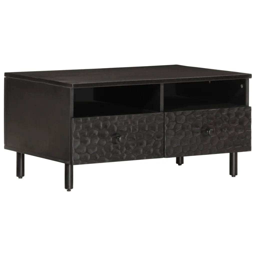Tavolino da Salotto-Tavolino da soggiorno-Tavolo Nero 80x54x40 cm in Legno Massello di Mango 363450