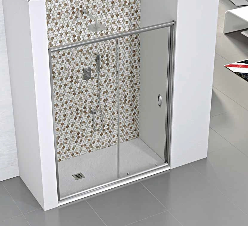 Porta Doccia Scorrevole Cristallo 6mm Trasparente h190 cm Melada Trasparente 6mm,126/130 cm