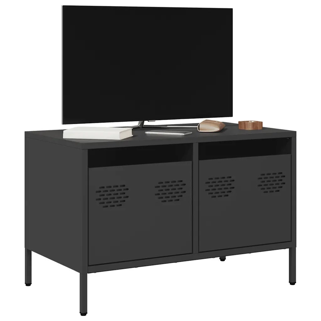 Mobile TV-Credenza per TV-Console TV Nero 68x39x43,5cm in Acciaio Laminato a Freddo 786637