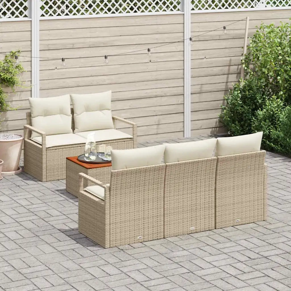 Set Divano da Giardino con cuscino 6 pcs Beige polyrattan 3347645