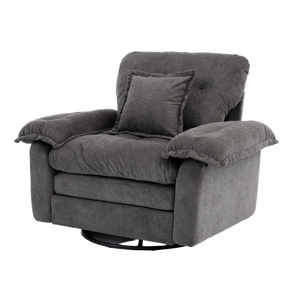 Poltrona girevole 360¡ã oversize in chenille - Xylo - Con cuscino di supporto per camera, soggiorno e cameretta