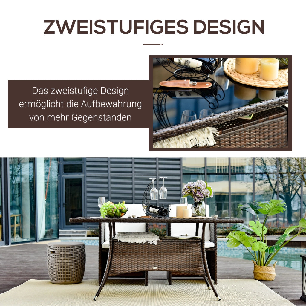 Tavolo da pranzo allungabile ¨C zephmum ¨C Polyrattan marrone, vetro temperato, 150x85x74 cm