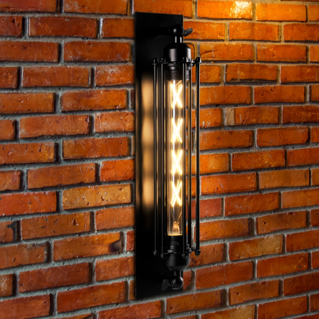 Applique industriale nera verticale E27 20W Retro Polux