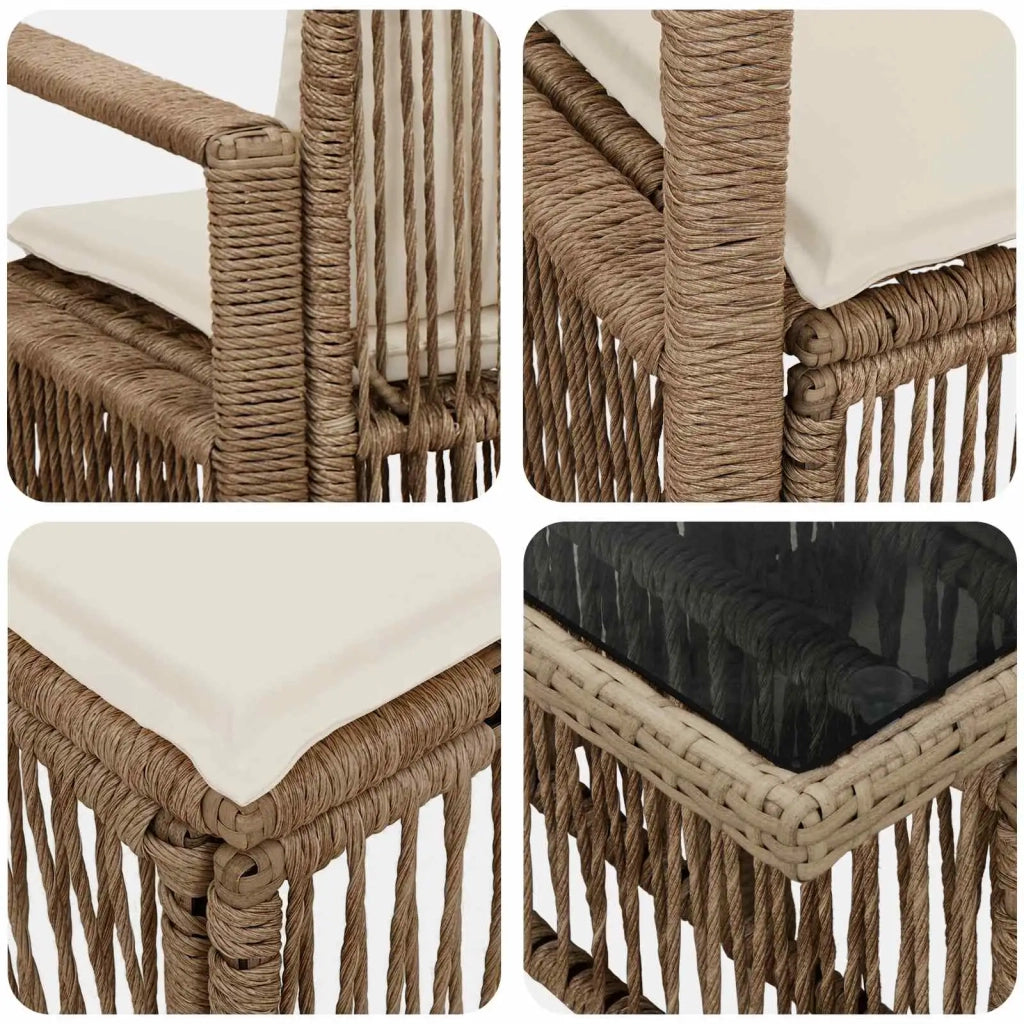 Set Divano da Giardino 6 pz Beige e Bianco Crema polyrattan 3437097