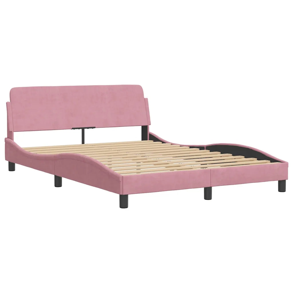 Giroletto con LED senza Materasso-Struttura Letto Hanko Rosa 120x200 cm in Velluto