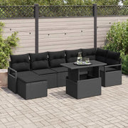 Set Divano da Giardino con archiviazione 8 pcs Nero Poly Rattan