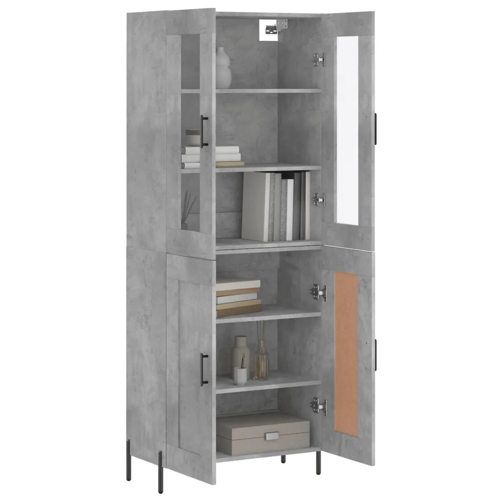 Credenza | Madia | Buffet da pranzo | Armadio da pranzo Grigio Cemento 69,5x34x180 cm in Legno Multistrato