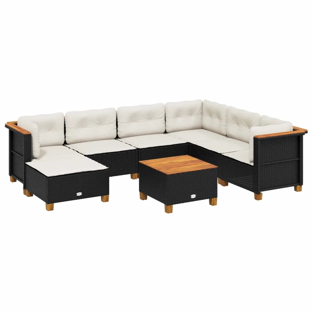 Set Divani da Giardino con Cuscini 8 pz Nero in Polyrattan 3261941