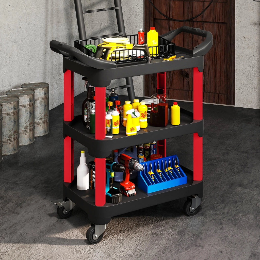 Carrello per attrezzi con 3 livelli ¨C Minimal ¨C Nero, plastica