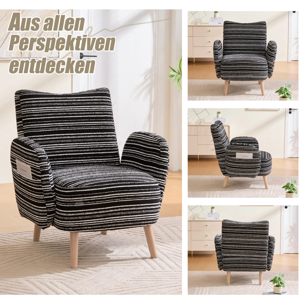 POLTRONA moderna 77x81x87 cm in bouclé nero
