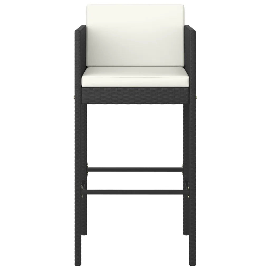Set Bar da Giardino 5 pz con Cuscini in Polyrattan Nero 3094804