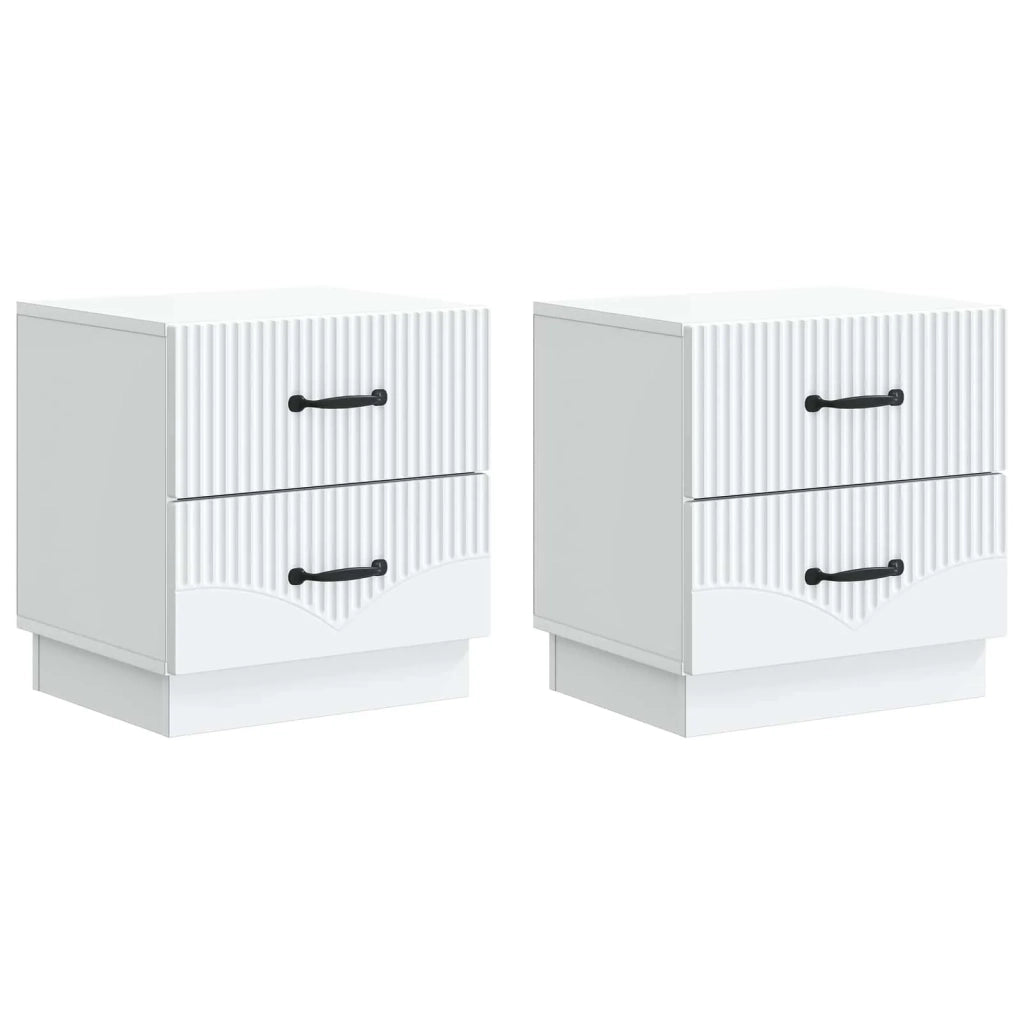 Set di 2 Comodini | Armadio da Notte | Mobiletto da notte con cassetto Bianco 43 x 34,5 x 44,5 cm