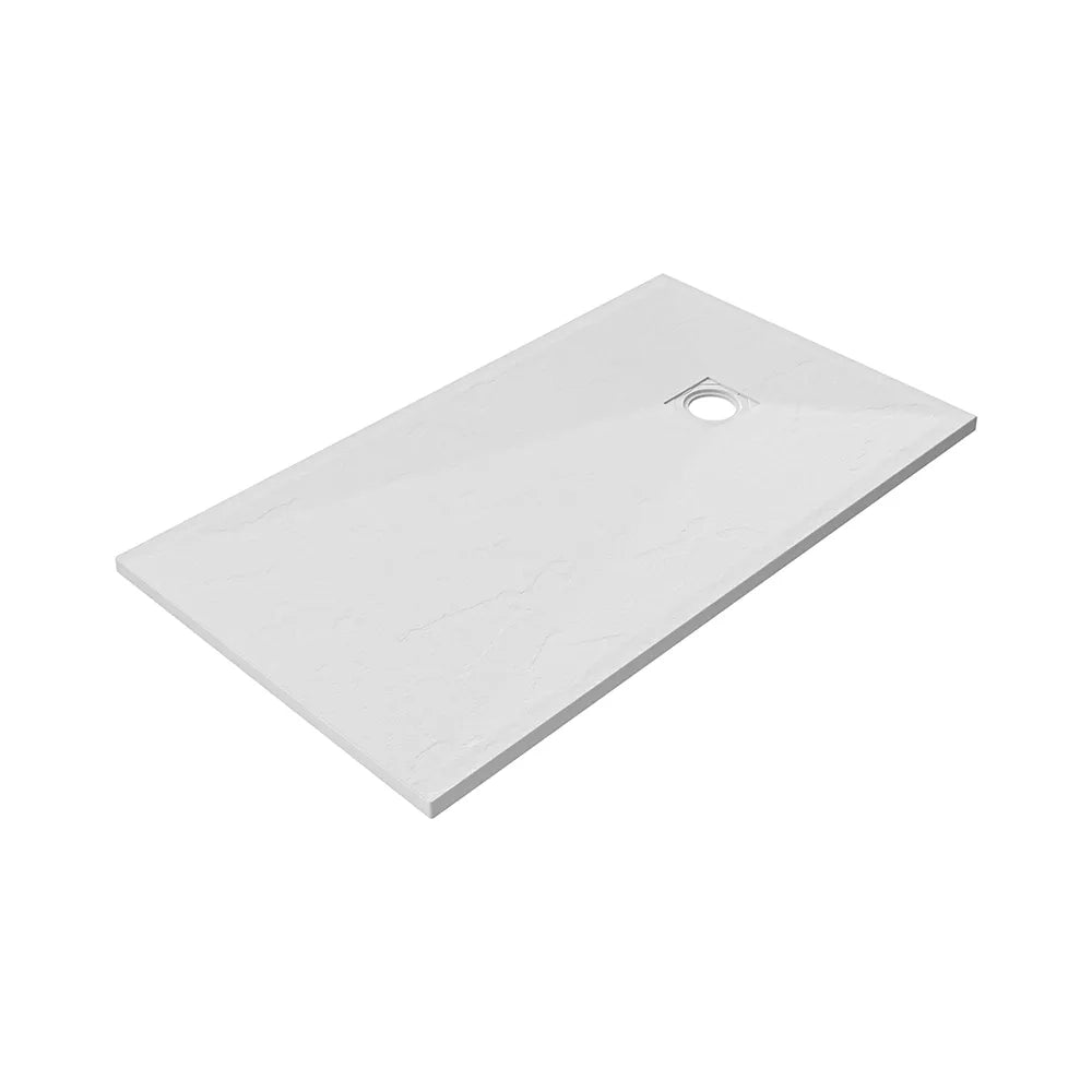Piatto doccia rettangolare 90x160 cm in marmoresina bianco effetto pietra h3 cm | Milos