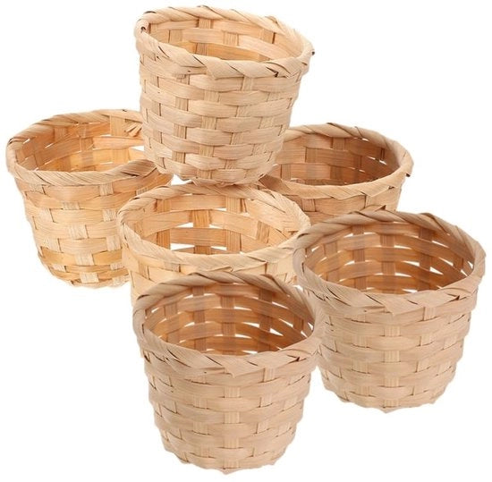 Cassa di Stoccaggio 6-delig - Mini Cassa di Rami - Cassa di Stoccaggio in Bambù - Cassa di Decorazione - Accessorio per Giardino dei Sogni - 7,5 x 7,5 x 6 cm - Cassa di Stoccaggio