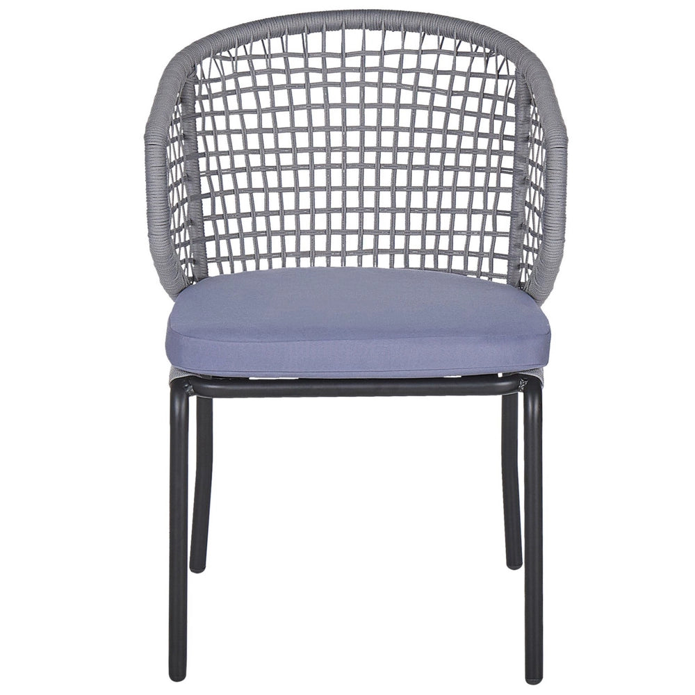 Set da bistrot grigio 2 sedie cuscini da seduta tavolo plastica piano in legno gambe in metallo Nero 3 pezzi set da giardino per esterni