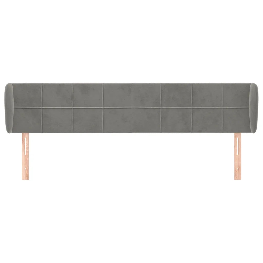 Testiera | Testata ad Orecchio Grigio Chiaro 163x23x78/88 cm in Velluto