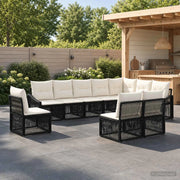 Set Divano da Giardino 10 pz Nero polyrattan 3436033