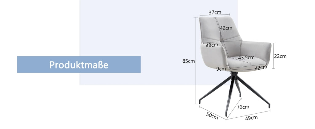 [Set di 2] Poltrona girevole europea a 360¡ã imbottita: tessuto grigio chiaro + gambe in metallo laccato nero, traspirante e confortevole, si adatta al
