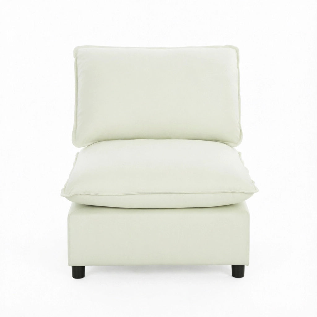 Poltrona 1 posto in lino color crema con ampi cuscini