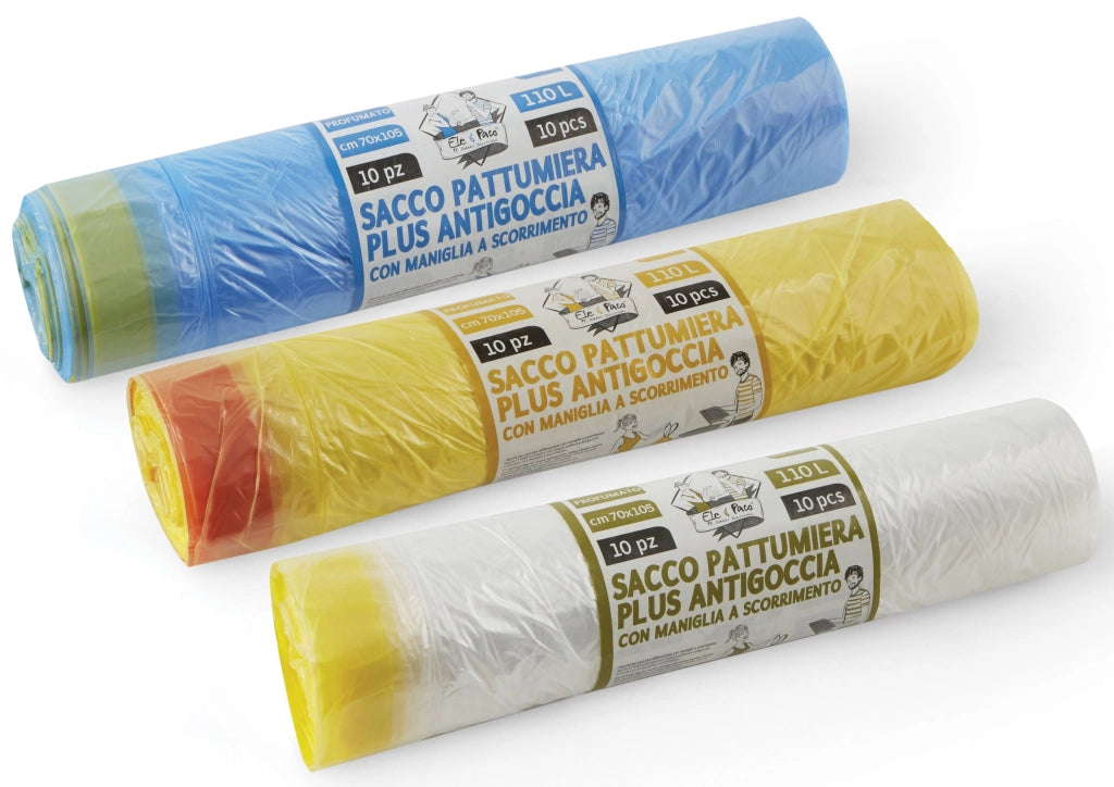 SACCO PER NETTEZZA URBANA PROFUMATO CON MANIGLIA cm. 70x105 (rot. 10 pz) col. Azzurro 30.00 rotoli