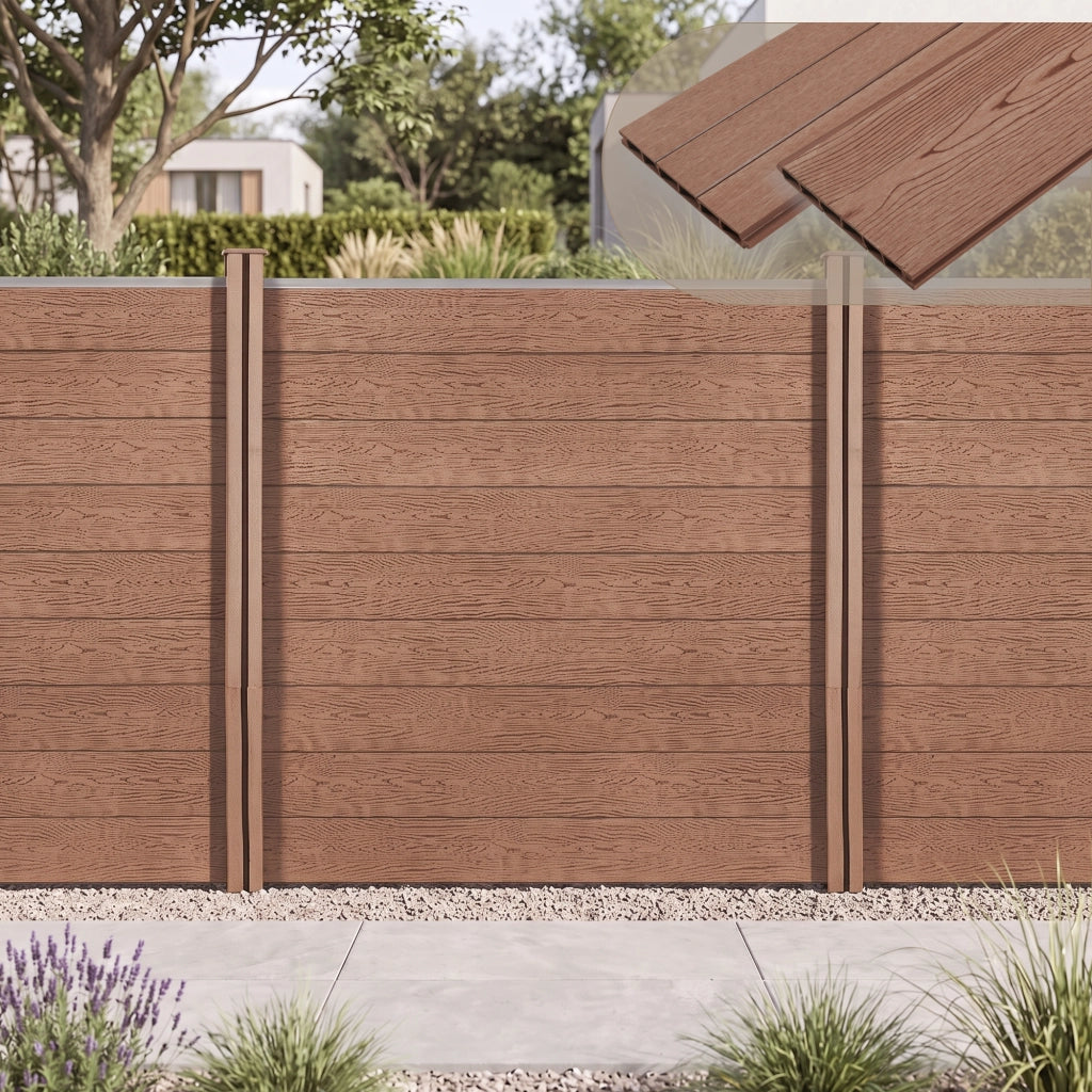 Recinzione in WPC Segovia per Giardino Staccionata Frangivista Alta 183 cm Lunga 187 cm Marrone NEU.HOLZ