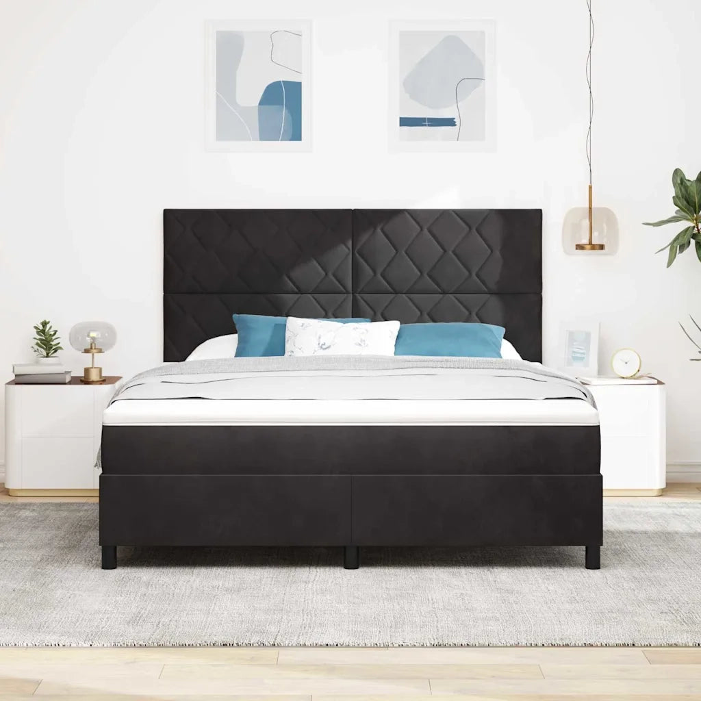 Letto a Sorgente LED con materasso Nero 180 x 200 cm Tessuto