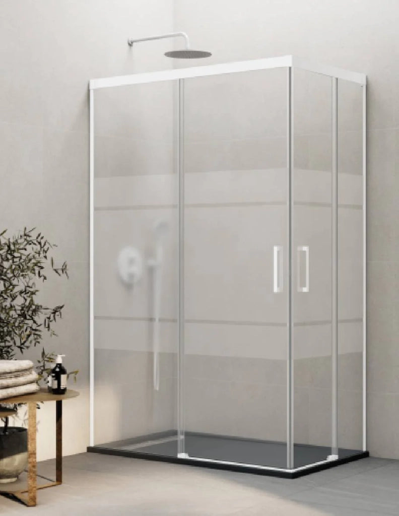 Box doccia ingresso angolare 2+2 THALASSA (BASIC) 90x75 cm Bianco vetro serigrafato