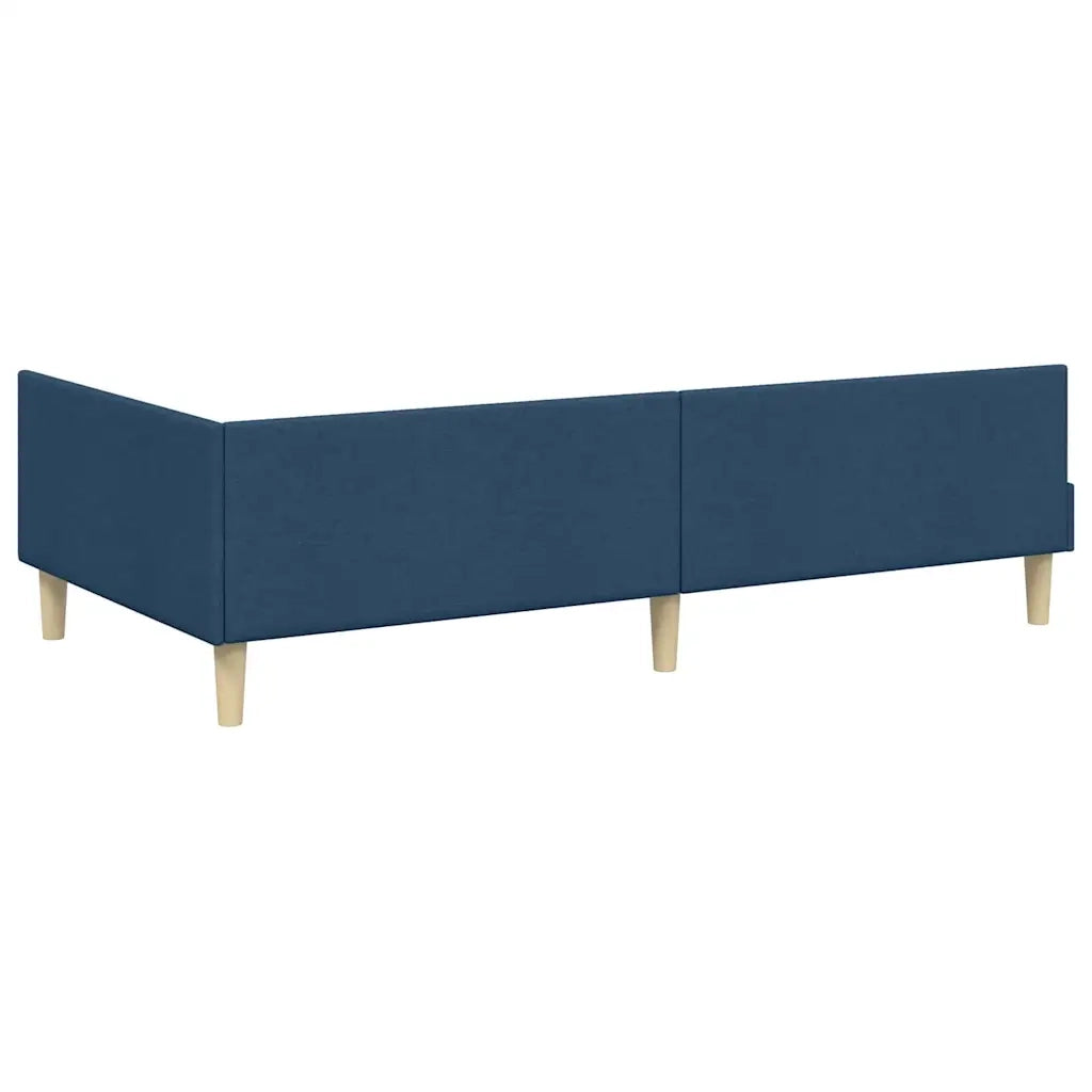 Letto singolo | Letto per adulti | Struttura Letto Angolare con Materasso 2 pcs Blu Tessuto