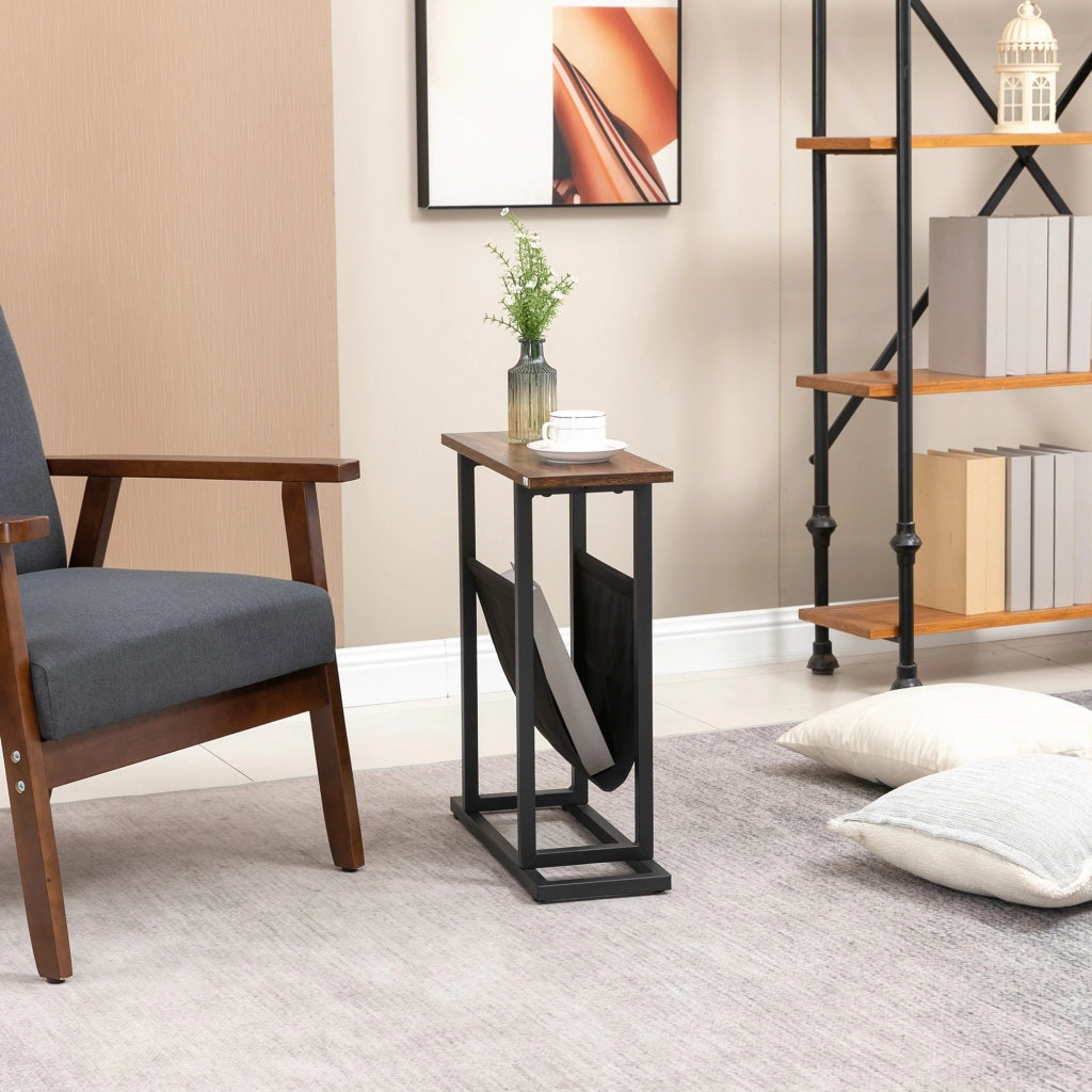 Tavolino da notte design moderno ¨C Minimal ¨C nero scuro, acciaio, 49x19x55 cm