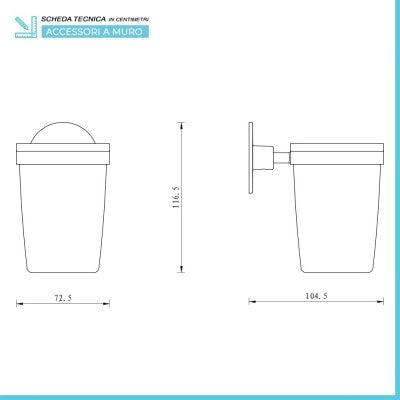 Set accessori a muro 6 pezzi in acciaio cromato e viti incluse  Idea